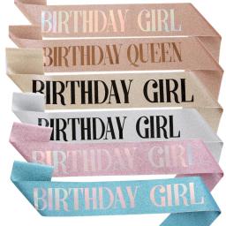 Fita cetim faixa para mulheres, feliz aniversário festa decorações suprimentos para menina, rainha, 10 °, 18 °, 20 °, 30 °, 40 ° - Image 1