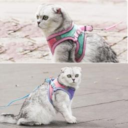 Arnês de colete ajustável com alça reflexiva para animais, colete respirável macio, coleira de gato, cão médio, acessórios para gato - Image 2