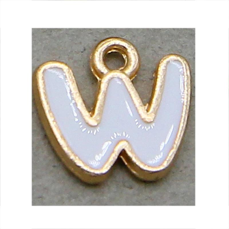 26 /10 pçs alfabeto branco charme esmalte pingente de jóias fazendo alfabeto inicial pingente diy pulseira colar dupla face - Image 1