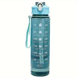 Garrafa de Água Grande Capacidade Sports, Vazamento Proof, Copo Beber Plástico com Escala de Tempo, Adequado para Viagens, Fitness, 800ml, 27oz - Image 6