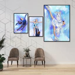Patinação artística patinação de patins cartaz, patinação foto decoração imagem ídolo parede arte pintura da lona sala estar decoração casa presente - Image 3