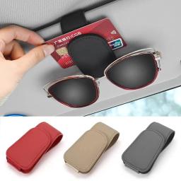 Universal Car Auto Sun Visor Eyeglass Hanger Suporte de óculos de couro Clipe magnético multifuncional Acessórios de armazenamento de automóveis - Image 5