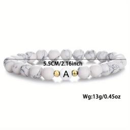 FTCY-Pulseira de pedra natural para mulheres e homens, iniciais personalizadas, joias de mão de casal, 26 letras, presentes de moda - Image 2
