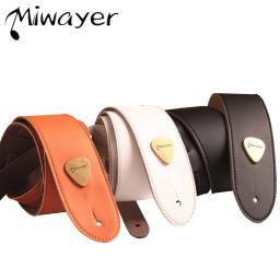 Miwayer-Correia de guitarra de couro genuíno para guitarras, correias ajustáveis, 2 "largo, Deluxe macio, comprimento 38" a 57" - Image 1