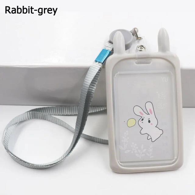 Gato Animado com Manga de Cartão Colorida, Lanyard Retrátil e Proteção para Identidade e Cartões de Banco - 1 Unidade