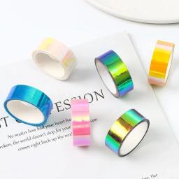 Fita gráfica metálica faísca holográfica, fitas adesivas Scrapbooking, suprimentos decorativos do arco-íris impermeável - Image 1