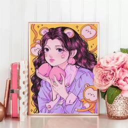 XUEQIXIAOZU 5D Diy Pintura Diamante Desenhos Animados Menina Quadrado/Redondo Retrato Mosaico Bordado Ponto Cruz Artesanato Decoração de Casa - Image 3