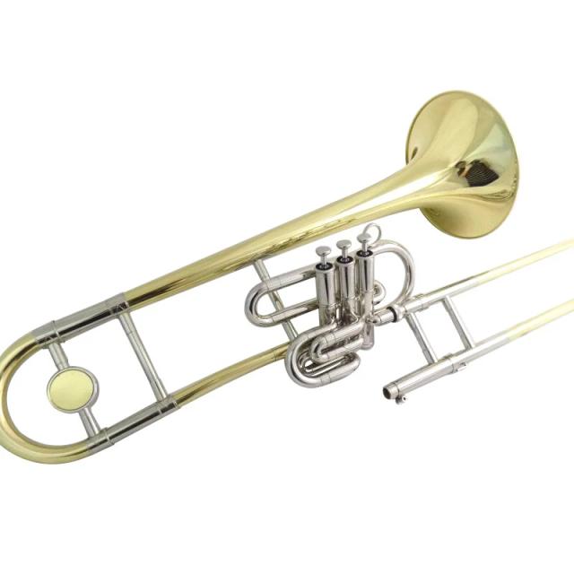 Trombone de Piston BB em Bronze Amarelo com Acabamento em Laca e Estojo Incluído