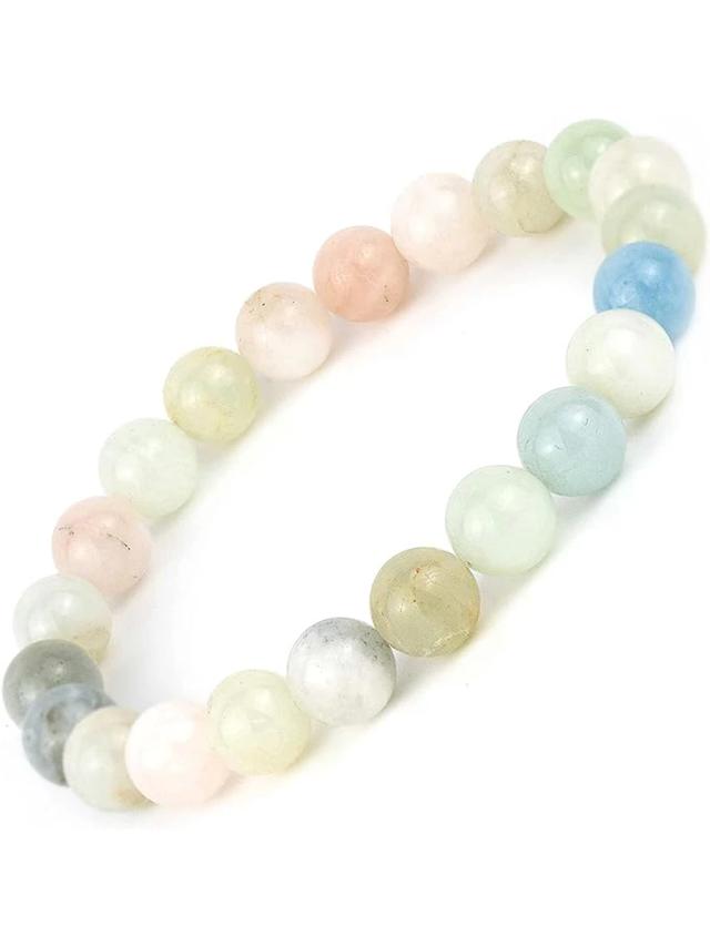 Pulseira Minimalista de Pedra Preciosa Natural para Mulheres - Contas Redondas de 8mm para Férias e Festas