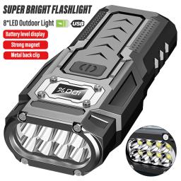Lanterna led super brilhante, recarregável, portátil, luz de trabalho, acampamento ao ar livre, com alto brilho, luz lateral cob - Image 1