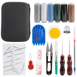 Kit completo de artesanato de couro, agulhas de olhos grandes resistentes, fio encerado, ferramentas de estofos, reparo de sofá DIY, couro - Image 1