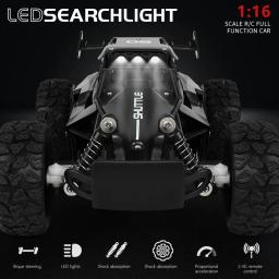 RC Modelo de Carro com Luzes LED, 2.4 Ghz, Alta Velocidade, Off-Road, Controle Remoto, Escalada Veículo, Carros ao ar livre, Drift Kid Brinquedos, Meninos Presente, 2WD - Image 2