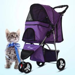 Grande carrinho de estimação destacável para cão e gato, Dog Cart Carrier, Carrinho dobrável portátil para viagem, 3 rodas - Image 4