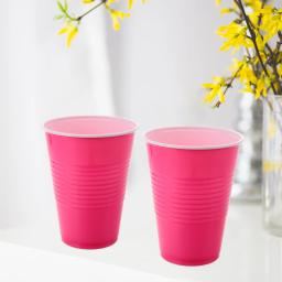 Copos plásticos descartáveis para a decoração do partido, 20 pcs, rosa, vermelho, 16oz - Image 2