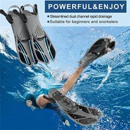 Barbatanas de natação barbatanas snorkel snorkeling engrenagem flippers viagens tamanho malha saco alças extra calcanhar aberto ajustável volta natação mergulho - Image 1