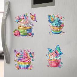 Ímãs de geladeira acrílicos para artesanato DIY, forma especial, bolo, borboleta, Diamond Art, decalques, pintura, presente do partido, 6pcs - Image 3