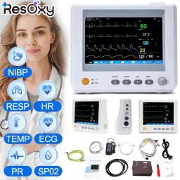 Resoxy Medical Monitor de Sinais Vitais NIBP RESP TEMP PR HR ECG SPO2 8in Monitor Multi-Paramétrico Para Monitoramento de Sinais Vitais do Paciente - Image 1