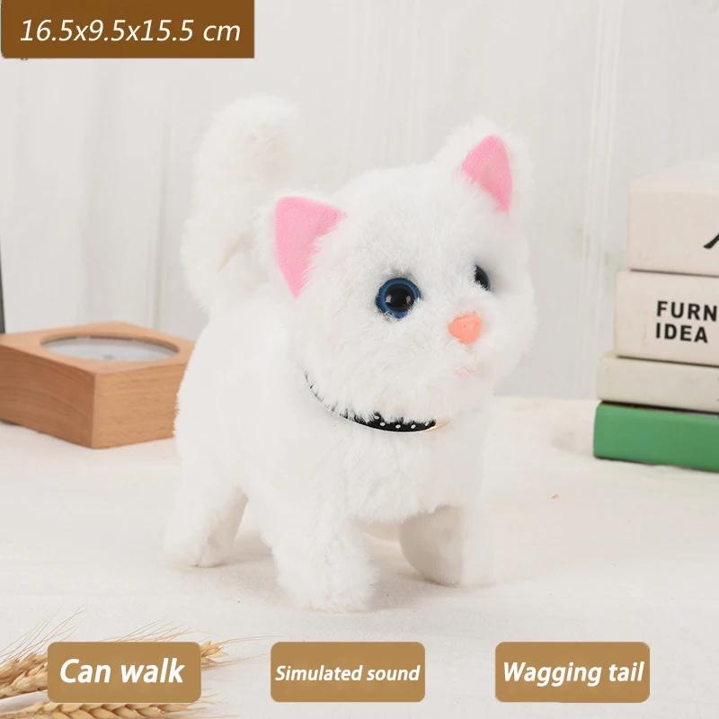 Novo andando gatinho brinquedo de pelúcia elétrico interativo gato animal de pelúcia meowing cauda balançando cabeça derrubando gato brinquedo para crianças presente - Image 1