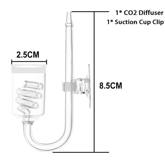Difusor Espiral de Vidro para CO2 em Aquários - Atomizador com Ventosa e Acessórios Essenciais para Tanques de Peixes