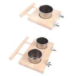 Aço inoxidável pássaro alimentação tigela, alimentação pratos copos, madeira poleiro stand, papagaio gaiola alimentador para aves de estimação, calopsitas, Lovebird Conures 1 pc - Image 4