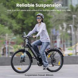 Touroll-Bicicletas Elétricas com Freio a Disco, Trekking E-Bike, Motor 250W, Bateria 15.6Ah, Pneu 27,5 ", 25 kmph, Velocidade, Mecânica, Freio, E-Brake - Image 6
