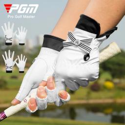 Luvas de golfe de couro de cordeiro com marca para mulheres, luvas abertas respiráveis para senhoras, mão direita e esquerda, luvas esportivas, 1 par - Image 1