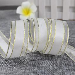Fitas egde para decoração de festa, 5 jardas 25mm, organza, metálico, dourado, para casamento, natal, festa, presente, fita de embalagem para artesanato - Image 2