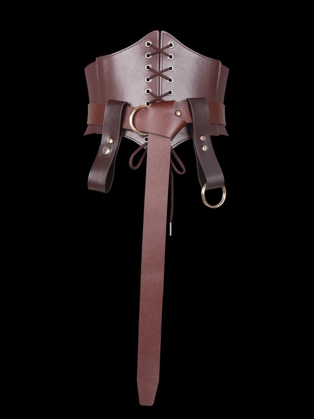 Fantasia Cavaleiro Medieval Viking Couro PU e Metal 5 Peças Adulto
