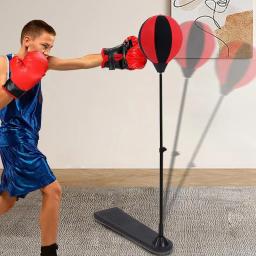 Saco de boxe com suporte de altura ajustável saco de boxe com luvas conjunto de fitness estável brinquedo esportivo para crianças de 3 a 10 anos meninos meninas - Image 3