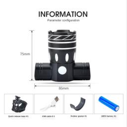Bicicleta LED Light Set, Acessórios de Bicicleta, USB Recarregável, Farol, Lanterna, Impermeável, Zoomable, Lâmpada de Ciclismo, 15000LM, T6 - Image 4