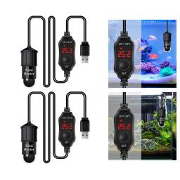 Aquecedor de aquário com proteção contra superaquecimento, inteligente com controlador para água salgada e água doce, mini display digital, USB, 10W - Image 3