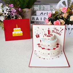 Cartão de aniversário feliz para a menina crianças esposa marido 3d bolo de aniversário pop-up cartões postais presentes com envelope - Image 3