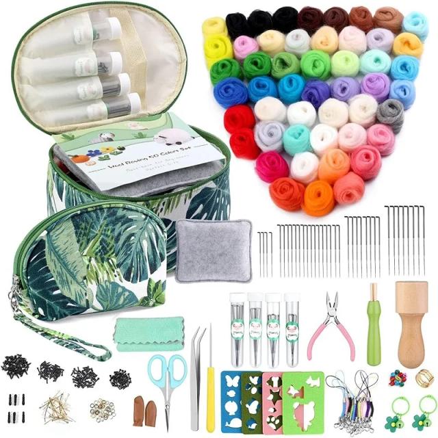 Kit Inicial de Feltragem: 304 Peças com 50 Cores de Lã para Artesanato de Animais DIY