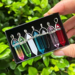 Cristais Chkra Apontados para Fazer Jóias, Forma de Bala, Contas de Cura, Decoração de Casa e Escritório, Natal e Aniversário Busines, 7 Pçs/set - Image 1