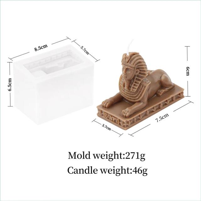 Molde Artesanal de Silicone para Vela em Forma de Pirâmide Faraônica com Design Sphinx para Aromaterapia e Fundição em Resina DIY