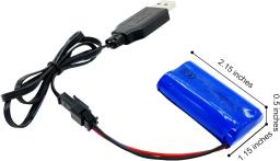 7.4v 600mah 14500 bateria de íon-lítio SM-3P plug para huina 1567/1568/1569 rc carregador/caminhão basculante/bulldozer caminhões de brinquedo de construção - Image 6