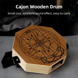 Cajon-Tambor octogonal de madeira para iniciantes, 2 tons, tambor de mão plana, percussão com alça ajustável, portátil - Image 1