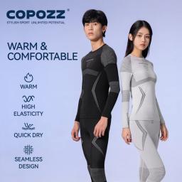 Copozz conjuntos de roupa interior térmica de esqui de inverno das mulheres dos homens sweatwicking respirável secagem rápida agasalho de esqui thermo roupa interior longo johns - Image 1