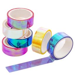 Fita gráfica metálica faísca holográfica, fitas adesivas Scrapbooking, suprimentos decorativos do arco-íris impermeável - Image 5