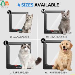 Aba de porta de gato ATUBAN, aba de gato com travamento de 4 vias para portas internas e externas, porta de animais de estimação à prova de intempéries para gato/cachorrinho para parede de porta fina - Image 3