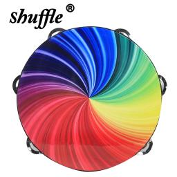 Tambourine mão tambor para crianças, cor deslumbrante, dupla linha, Drum Orff, instrumentos de percussão, brinquedos do bebê, presente, 10 ", 8" - Image 1