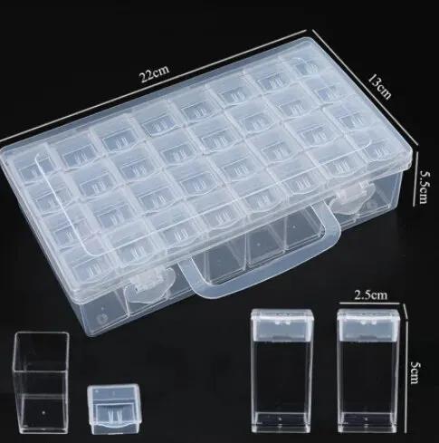 Caixa De Armazenamento De Plástico para Artesanato DIY, Caixa De Armazenamento De Jóias, Grânulos De Pintura Diamante, 64 ou 32 Compartimentos - Image 1