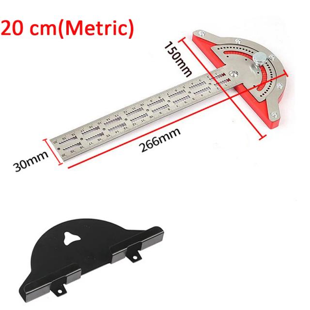 Marceneiros Edge Ruler: Ferramenta Multifuncional de Medição de Ângulo em Métricas e Polegadas com Rack de Armazenamento de Parede