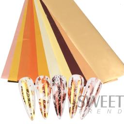 10 pçs holográfico metálico prego arte folhas de metal espelho transferência papel estrelado adesivos diy charme ouro manicure decoração lydxk05 - Image 6