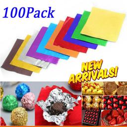 Folha de alumínio Papel De Embrulho De Chocolate, Pacote De Presente, Papel De Lata Para Embalagem, Biscoito, Doces, Fontes De Festa De Casamento, 8x8cm, 100Pcs - Image 1