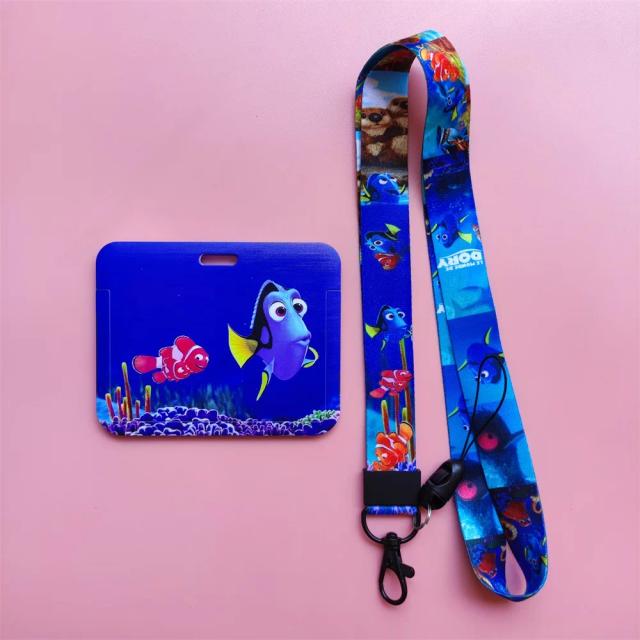 Porta-Cartão Cartoon da Disney com Dory e Marlin - Estojo para Mulheres com Cordão e Clipe Retrátil para Cartões de Crédito e Crachás