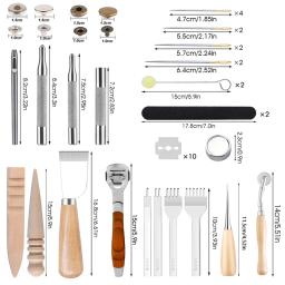 Kit de ferramentas para artesanato em couro com botão de metal, conjunto de fixadores, perfuração, escultura, sela de trabalho para costura manual diy - Image 2