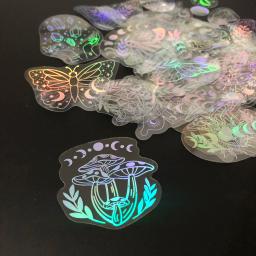 40 pçs adesivos de glitter holográficos pet transparente brilhante à prova dwaterproof água decalques decorativos para garrafas de água scrapbooking portátil - Image 4