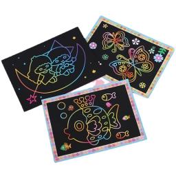 Raspe o papel de arte com vara de desenho para crianças, papel de pintura mágica, brinquedo Pinata, papelaria escolar, pacote de presente, favores de festa, 5-10pcs - Image 5