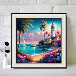 Kit De Pintura De Cenário De Mosaico, Diamante 5D Bordado, Cenário De Mar Arte, Nova Coleção, Presente De Aniversário, 2024 - Image 4